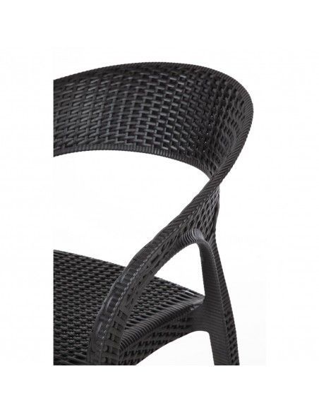 Fauteuils enveloppants en rotin PP Bolero noirs (lot de 4)
