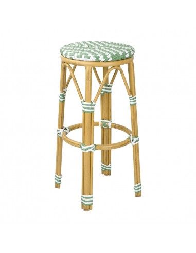 Tabourets de bar en rotin PE style parisien Bolero vert clair (lot de 2)