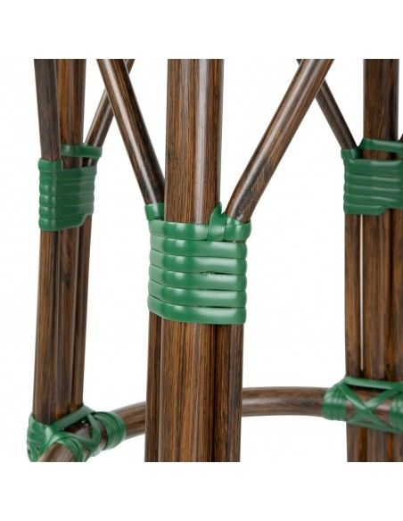 Tabourets de bar Parisian Style PE Rattan Bolero bois foncé verts (Lot de 2)