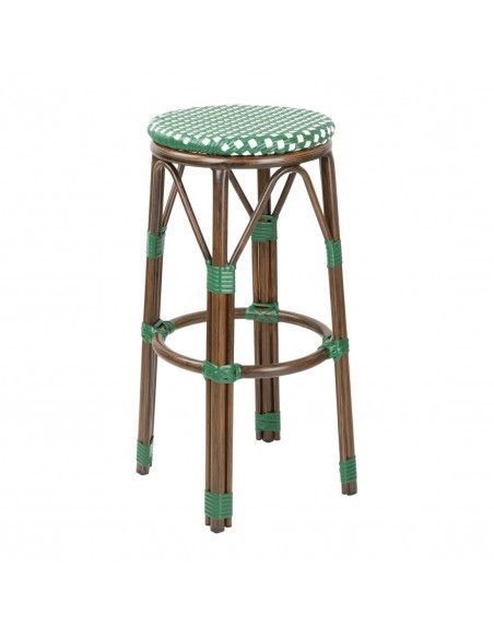 Tabourets de bar Parisian Style PE Rattan Bolero bois foncé verts (Lot de 2)