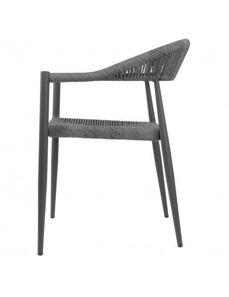 Fauteuils d'extérieur en rotin PE tressé Bolero Eden anthracite (lot de 4)