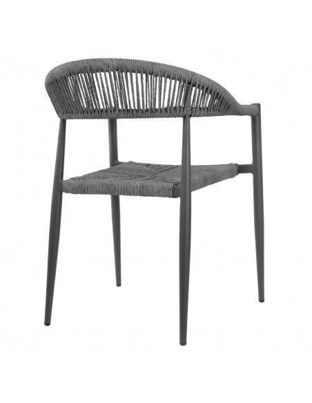 Fauteuils d'extérieur en rotin PE tressé Bolero Eden anthracite (lot de 4)