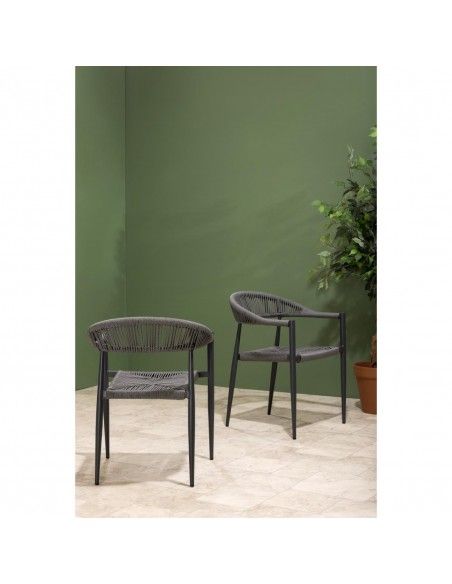 Fauteuils d'extérieur en rotin PE tressé Bolero Eden anthracite (lot de 4)
