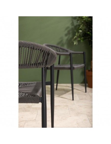 Fauteuils d'extérieur en rotin PE tressé Bolero Eden anthracite (lot de 4)