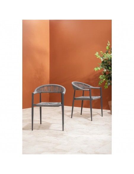 Fauteuils d'extérieur en rotin PE tressé Bolero Eden anthracite (lot de 4)