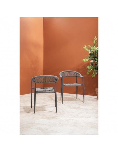 Fauteuils d'extérieur en rotin PE tressé Bolero Eden anthracite (lot de 4)