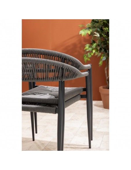 Fauteuils d'extérieur en rotin PE tressé Bolero Eden anthracite (lot de 4)