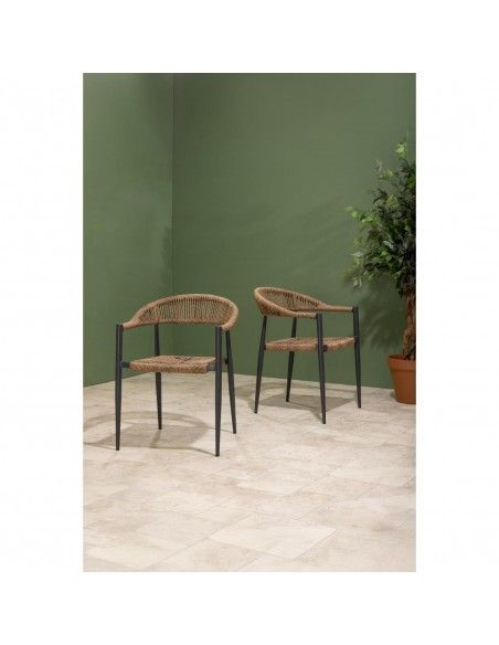 Fauteuils d'extérieur en rotin PE tressé Bolero Eden naturels (lot de 4)