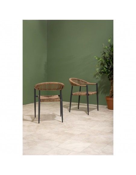 Fauteuils d'extérieur en rotin PE tressé Bolero Eden naturels (lot de 4)