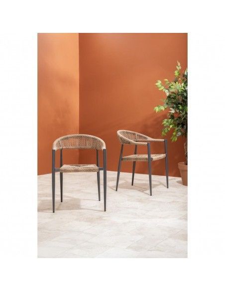Fauteuils d'extérieur en rotin PE tressé Bolero Eden naturels (lot de 4)