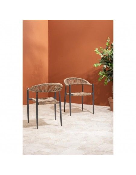 Fauteuils d'extérieur en rotin PE tressé Bolero Eden naturels (lot de 4)