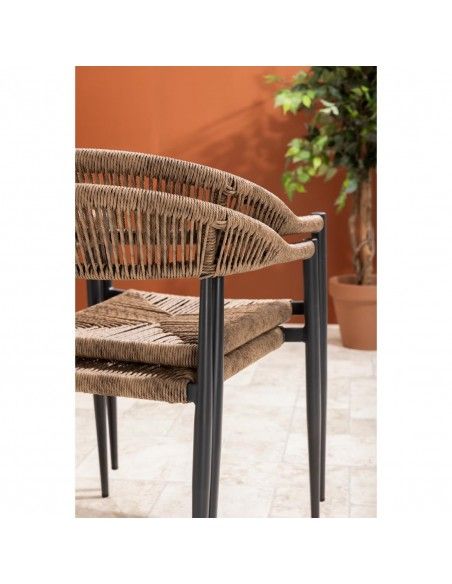 Fauteuils d'extérieur en rotin PE tressé Bolero Eden naturels (lot de 4)