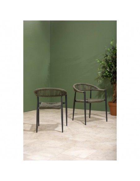 Fauteuils d'extérieur en rotin PE tressé Bolero Eden verts (lot de 4)