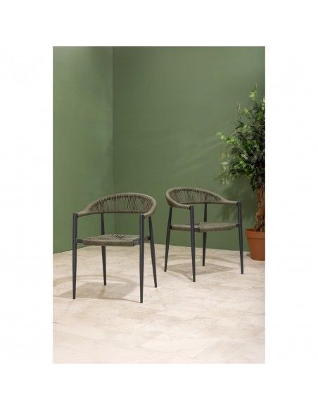 Fauteuils d'extérieur en rotin PE tressé Bolero Eden verts (lot de 4)