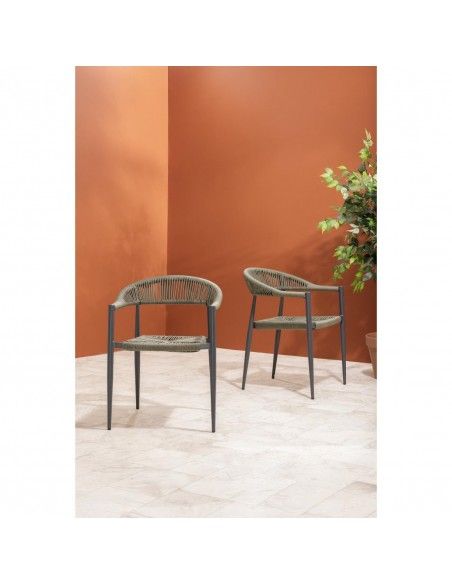 Fauteuils d'extérieur en rotin PE tressé Bolero Eden verts (lot de 4)