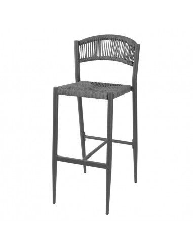 Tabourets de bar d'extérieur en rotin PE tressé Bolero Eden anthracite (lot de 2)