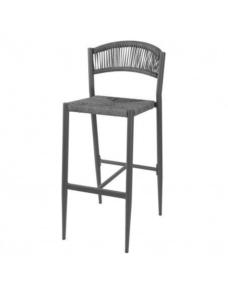 Tabourets de bar d'extérieur en rotin PE tressé Bolero Eden anthracite (lot de 2)