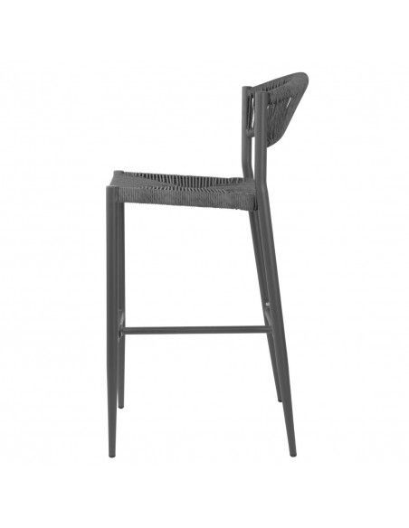 Tabourets de bar d'extérieur en rotin PE tressé Bolero Eden anthracite (lot de 2)