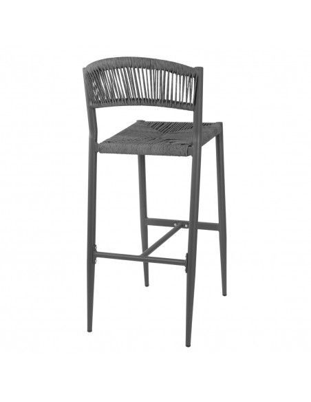 Tabourets de bar d'extérieur en rotin PE tressé Bolero Eden anthracite (lot de 2)