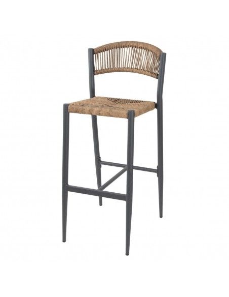 Tabourets de bar d'extérieur en rotin PE tressé Bolero Eden naturels (lot de 2)