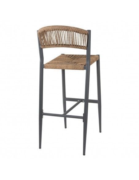 Tabourets de bar d'extérieur en rotin PE tressé Bolero Eden naturels (lot de 2)