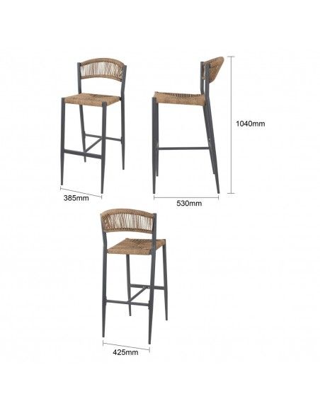 Tabourets de bar d'extérieur en rotin PE tressé Bolero Eden naturels (lot de 2)
