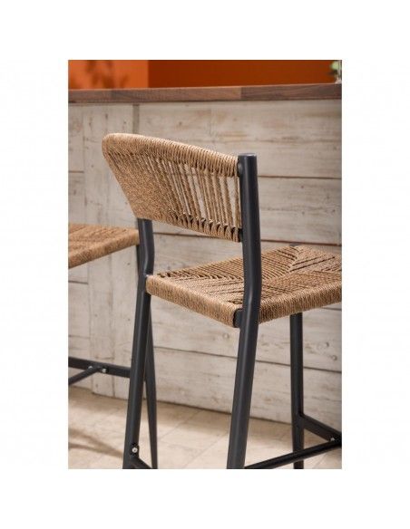 Tabourets de bar d'extérieur en rotin PE tressé Bolero Eden naturels (lot de 2)
