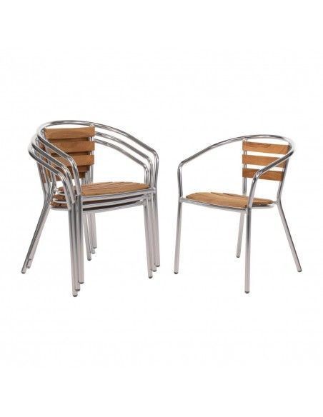 Fauteuils en frêne et aluminium Bolero 730mm (Lot de 4)