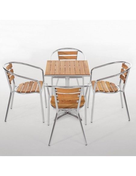 Fauteuils en frêne et aluminium Bolero 730mm (Lot de 4)