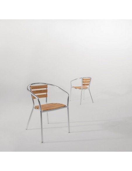 Fauteuils en frêne et aluminium Bolero 730mm (Lot de 4)