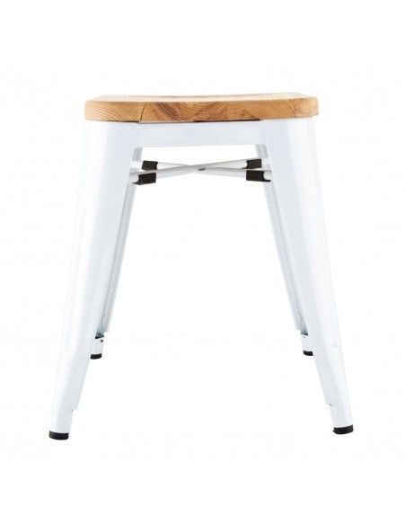 Tabourets bas Bolero Bistro avec coussin d'assise en bois blanc (paquet de 4)
