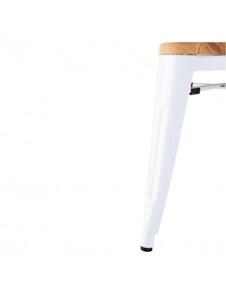 Tabourets bas Bolero Bistro avec coussin d'assise en bois blanc (paquet de 4)