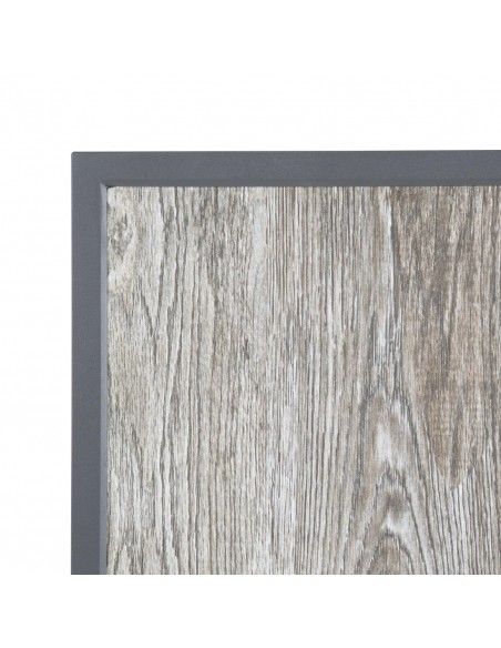 Plateau de table extérieur carré en verre trempé Bolero effet grain de bois bord gris 700 mm