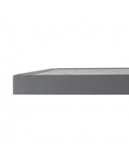 Plateau de table extérieur carré en verre trempé Bolero effet grain de bois bord gris 700 mm