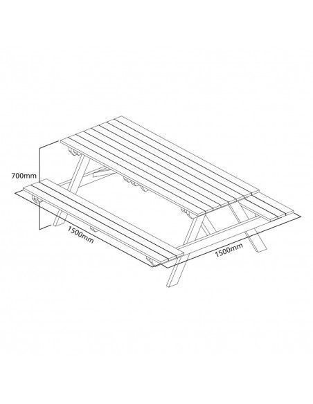 Table pique-nique en bois 1,5m