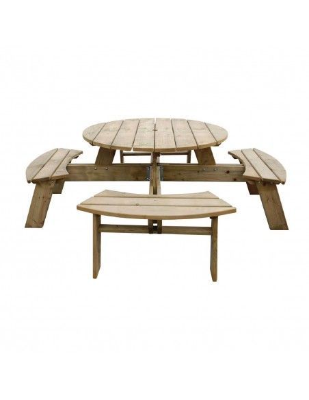 Table de pique-nique en bois ronde Rowlinson 2000mm