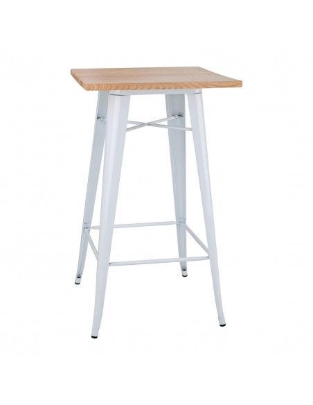 Mange-debout blanc avec plateau en bois Bolero Bistro