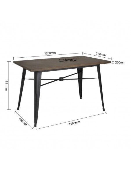 Table d'extérieur en aluminium et bois Bolero Complete 120x76 cm bois noir