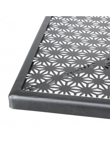 Table bistro carrée en acier ajouré Bolero noire 700mm