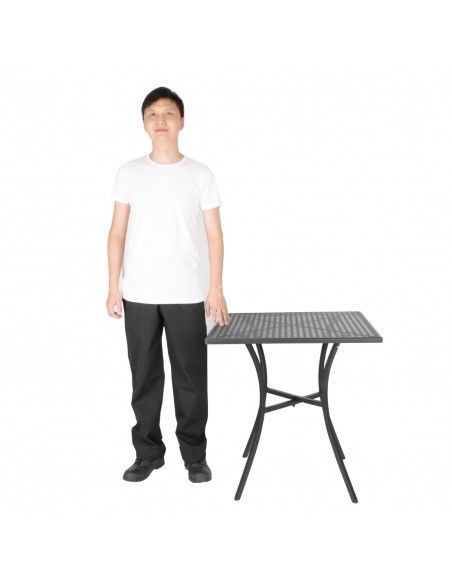Table bistro carrée en acier ajouré Bolero noire 700mm