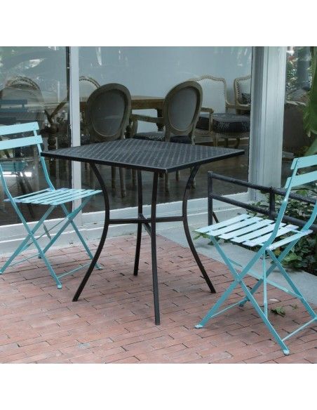 Table bistro carrée en acier ajouré Bolero noire 700mm
