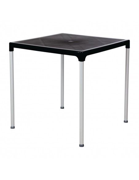 Table carrée avec pieds aluminium Bolero noire 750mm