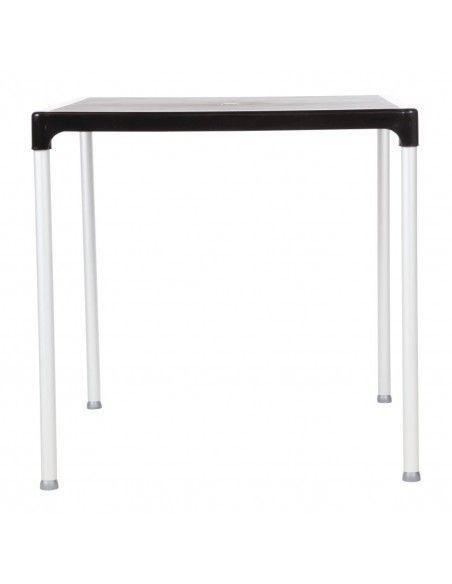 Table carrée avec pieds aluminium Bolero noire 750mm