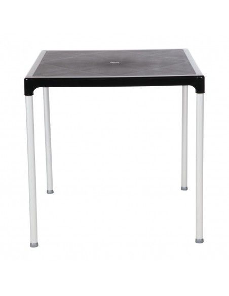 Table carrée avec pieds aluminium Bolero noire 750mm