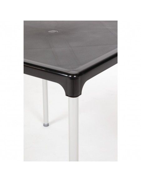 Table carrée avec pieds aluminium Bolero noire 750mm