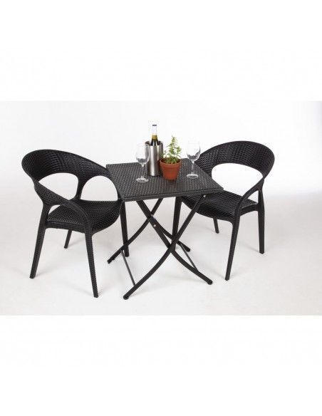 Table carrée pliante en rotin PE Bolero 600mm