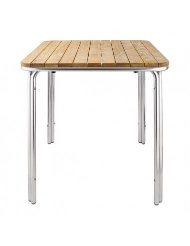 Table carrée en frêne et aluminium Bolero 700mm