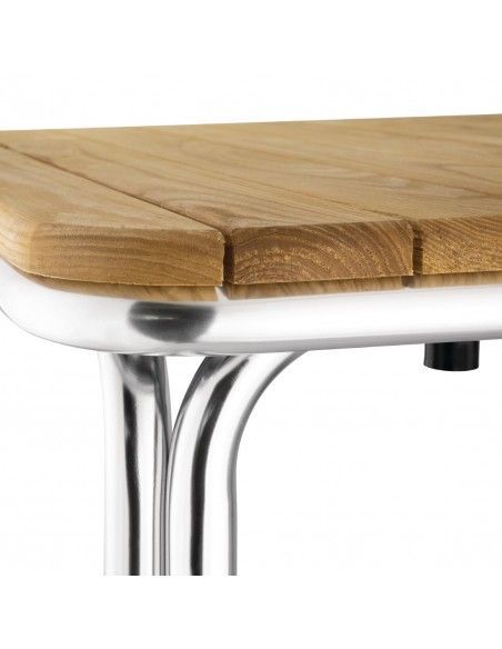 Table carrée en frêne et aluminium Bolero 700mm