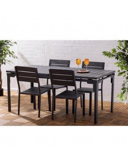 Table d'extérieur à lattes extensible Bolero Valletta grise 1800mm