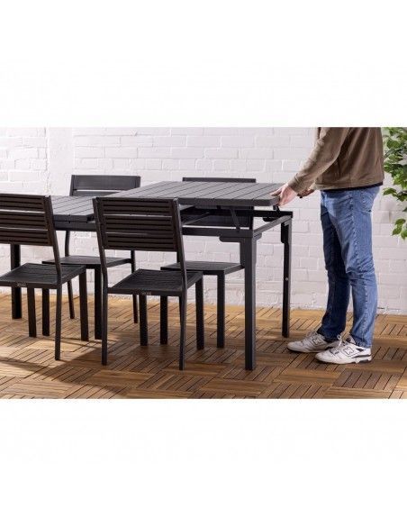 Table d'extérieur à lattes extensible Bolero Valletta grise 1800mm